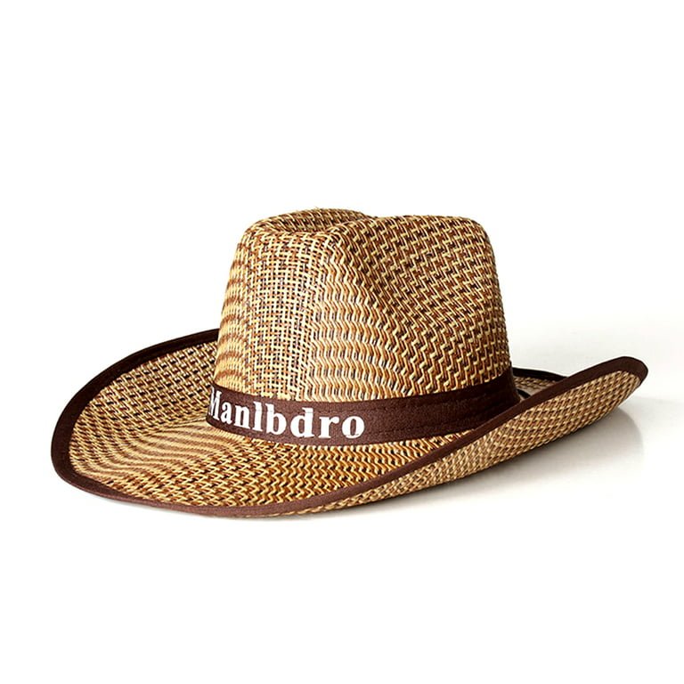 Mens Wide Brim UV Sun Protection Straw Hat Breathable Floppy