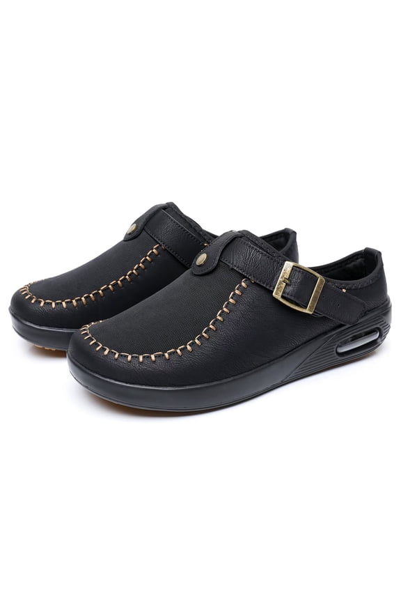 Mens Wide Clogs Diabetic Mules - Adjustable Buckle Strap Potato Shoes, Zero Drop Slip-On Clogs for Swollen Edema Feet, Wide Width Indoor & Outdoor Walking Shoes