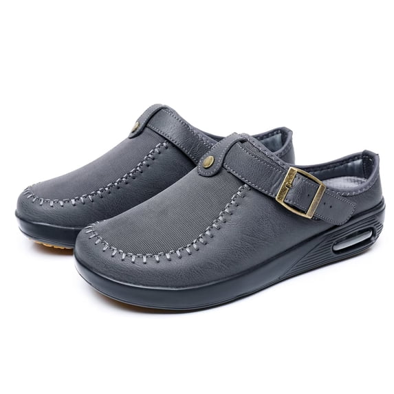 Mens Wide Clogs Diabetic Mules - Adjustable Buckle Strap Potato Shoes, Zero Drop Slip-On Clogs for Swollen Edema Feet, Wide Width Indoor & Outdoor Walking Shoes