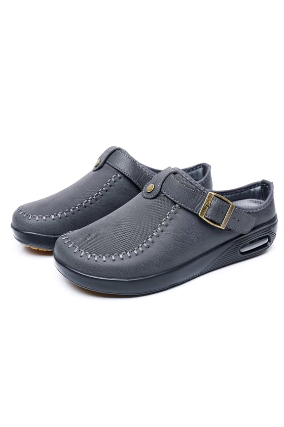 Mens Wide Clogs Diabetic Mules - Adjustable Buckle Strap Potato Shoes, Zero Drop Slip-On Clogs for Swollen Edema Feet, Wide Width Indoor & Outdoor Walking Shoes