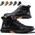 thumbnail image 1 of Mens Wide Leather Shoes for Hiking Working, Saw behind Men's Comfortable Handmade Boots–Waterproof, Arch Support, Spacious Toe Box, Non-Slip,Lightweight Breathable Outdoor Walking, 1 of 8