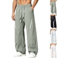thumbnail image 1 of Mens Wide Leg Baggy Hiking Pants, Elastic Drawstring Waist Ruched Loose Fit Long Trousers Side Zipper Pockets Lightweight Outdoor Walking Fishing Casual Pants Size 4XL Army Green, 1 of 9