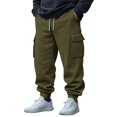 thumbnail image 1 of Mens Wide Leg Baggy Sweatpants Drawstring Waist Winter Cargo Joggers Loose Fit Athletic Jogging Pants With Flap Pockets, 1 of 8