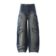 thumbnail image 1 of Mens Wide Leg Cargo Jeans Oversized Fit With Pockets Durable Casual Relaxed Fit Trousers XL Size For Everyday Wear, 1 of 12