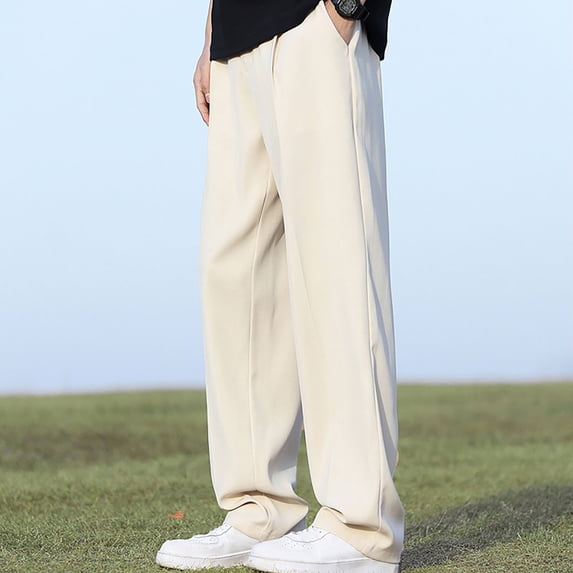 Mens Wide Leg Dress Pants Big and Tall Plus Size Straight Business Work Trousers Classic Solid Relaxed Outdoor Golf Pant with Pockets M-4X
