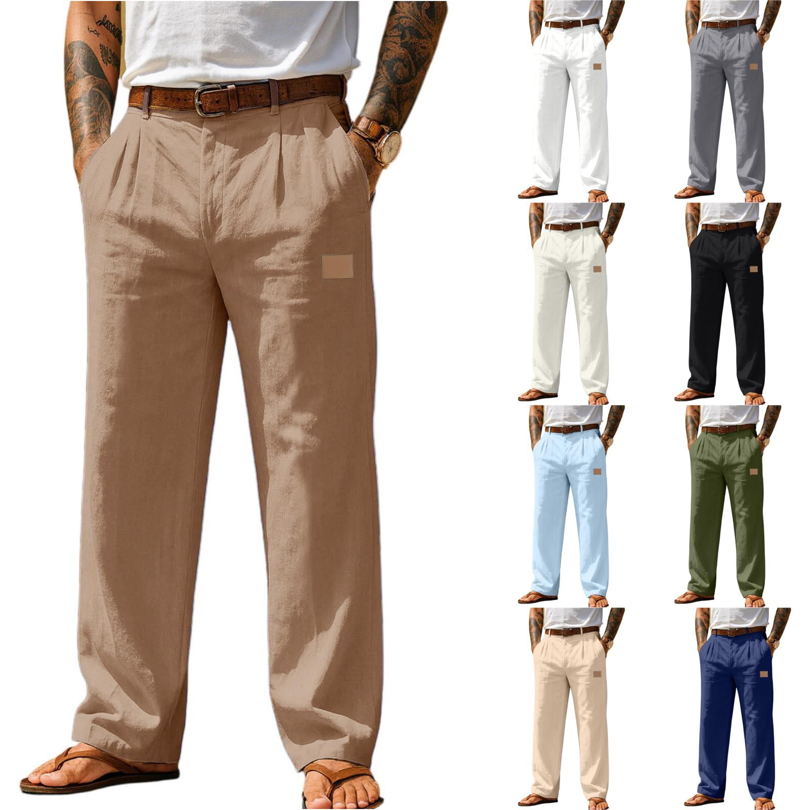 Mens Wide Leg Dress Pants Relaxed Fit Fashion Vintage Work Trousers ...