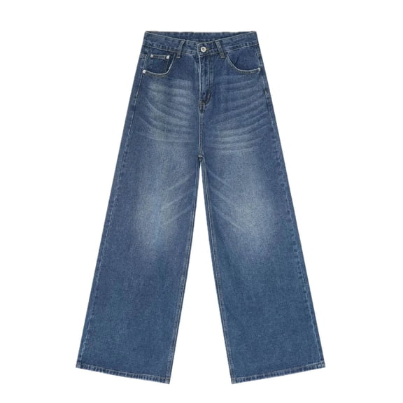 Mens Wide Leg Jeans Mid Rise With Buttoned Pockets Durable Classic Fit Trousers For Everyday Wear Made From Cotton Denim
