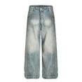 thumbnail image 1 of Mens Wide Leg Jeans Washed Slightly Stretchy Casual Fit Durable Denim Pants For Daily Activities Relaxed Everyday Wear, 1 of 13