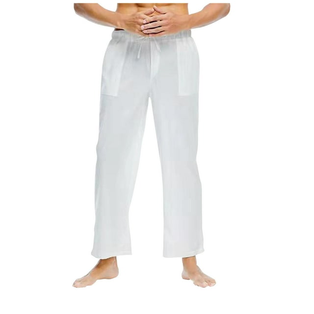 Mens Wide Leg Pants Big and Tall S-5X Plus Size Drawstring Elastic Waist Straight Trousers with Pockets Casual Solid Loose Lightweight Loungewear Pant