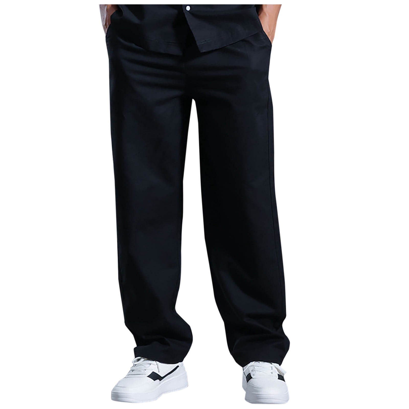 Mens Wide Leg Sweatpants Casual Elatic Waist Drawstring Baggy Jogger ...