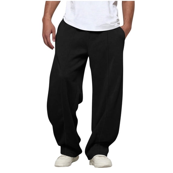 Mens Wide Leg Sweatpants Drawstring Elastic Waist High Waisted Pants Comfort Casual Trousers Baggy Relaxed Fit Sweatpant Gym Traning Track Joggers Pants