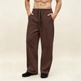 thumbnail image 1 of Mens Wide Leg Sweatpants Drawstring Elastic Waist Loose Open Bottom Casual Soft Pants Straight Leg Uncuffed Lounge Athletic Workout Street Sweat Pants with Pockets, 1 of 6