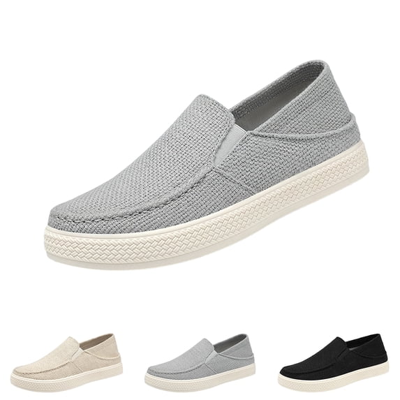 Mens Wide Width Slip On Shoes with Arch Support Insoles Men Lightweight Casual Loafer for Elderly & Wide Feet Plantar Fasciitis Walking Shoes
