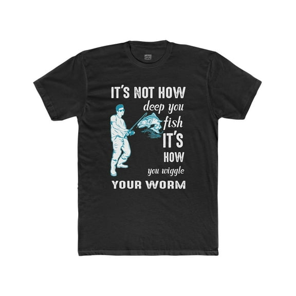 Mens Wiggle Your Worm Cotton Crew Tee Bass Fishing Funny Tee Graphic Tee