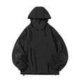 thumbnail image 1 of Mens Windbreaker Casual Loose Fitting Long Sleeved Zippered Hooded Jacket Black 4XL Zip Front Windbreaker Jacket, 1 of 7