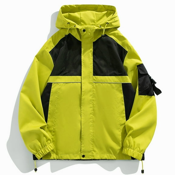 Mens Windbreaker Fashion Solid Color Long Sleeve Hoodless Casual Outwear Jackets Green L Windbreakers for Men