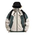 thumbnail image 1 of Mens Windbreaker Hooded Pocket Stand Up Collar Drawstring Color Blocking Long Sleeved Outdoor Jacket Khaki S Windbreakers for Men, 1 of 3