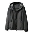 thumbnail image 1 of Mens Windbreaker Hooded Zipper Pocket Jacket Workwear Casual And Handsome Interchange Jacket Loose Coat Zip Front Windbreaker Jacket Dark Gray 4XL, 1 of 3