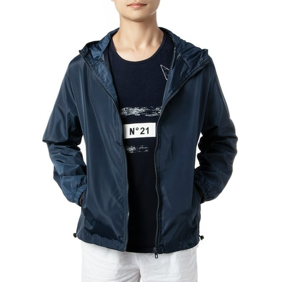 Mens Windbreaker Jacket, Outdoor Sport Bomber Jacket Lightweight Packable Zip-up Hooded Coat Windproof Dustproof Jackets