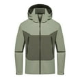 thumbnail image 1 of Mens Windbreaker Jackets Fashion Casual Solid Color Pockets Zipper Jacket Long Sleeve Hooded Casual Outwear Coat Army Green 4XL Windbreaker Front-Zip Jacket, 1 of 5