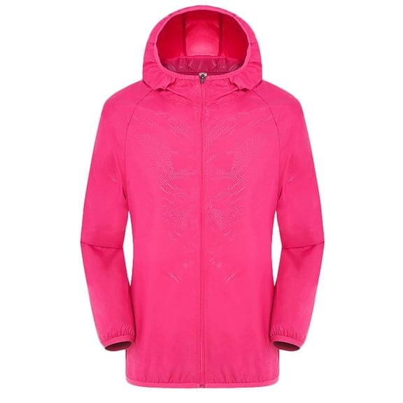 Mens Windbreaker Jackets Lightweight Jacket,Wind/Rain/ Dustproof, Uv Protection Ideal Outdoor Outfit(Hot Pink L)