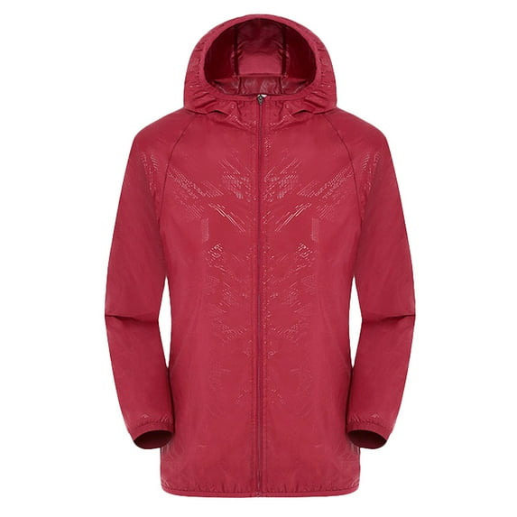 Mens Windbreaker Jackets Lightweight Jacket,Wind/Rain/ Dustproof, Uv Protection Ideal Outdoor Outfit(Red XL)