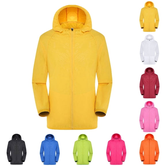Mens Windbreaker Jackets Lightweight Jacket,Wind/Rain/ Dustproof, Uv Protection Ideal Outdoor Outfit (Yellow XXXL)