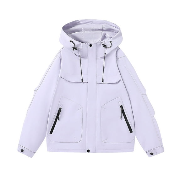 Mens Windbreaker Jackets Lightweight Men's Solid Color Waterproof Long Sleeved Hooded Workwear With Multiple Pockets Jacket Jackets for Men, Zip Up Jackets Men jackets