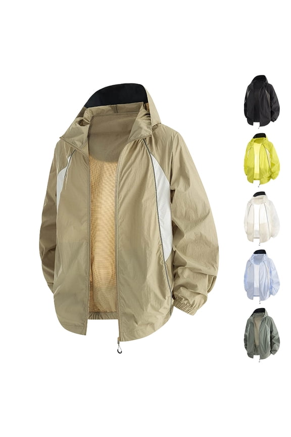 Mens Windbreaker Jackets Lightweight Outdoor Sunproof Jacket Men's Cycling jacket with Hood Packable Golf Running Wind Breaker Jacket Big and Tall Size S-4XL Yellow