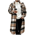 thumbnail image 1 of Mens Windbreaker Jackets Turn Down Collar Plaid Button Long Sleeves Cardigan Coat Fashion Casual Business Commute Warm Winter Outerwear with Pockets, 1 of 6