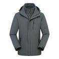 thumbnail image 1 of Mens Windbreaker Jackets Unisex Hooded Long Sleeve Solid Winter Outdoor Hardshell Two Piece Three-in-one Detachable Hiking Wear Coat Windbreaker Front-Zip Jacket Gray L, 1 of 5