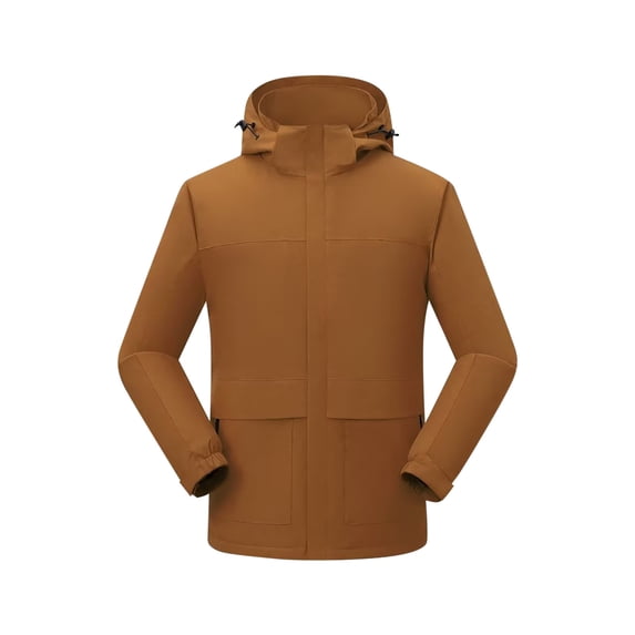 Mens Windbreaker Jackets Windbreaker Front-Zip Jacket Man Solid Color Three Prevention Cottoning Climbing Wear As One Down Cotton Intensification Warm Outdoor Jacket Coffee XL