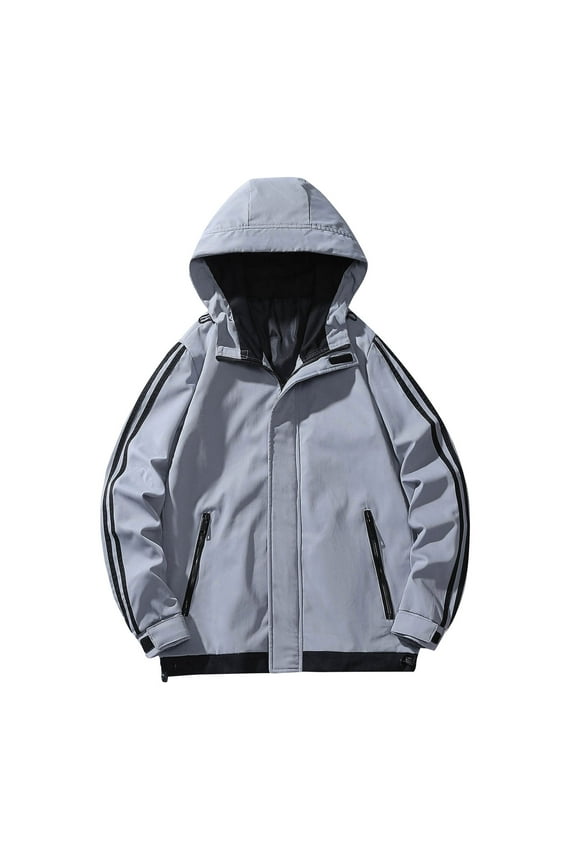 Mens Windbreaker Jackets Windbreaker Front-Zip Jacket Spring And Coat Thin Outdoor Mountaineering And Riding Windproof Work Coat Gray 3XL