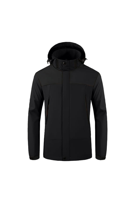 Mens Windbreaker Jackets Windbreaker Front-Zip Jacket Suit Hooded Coat Youth Outdoor Sports Wear Long Windbreaker Middle-aged Business Casual Jacket Black XL