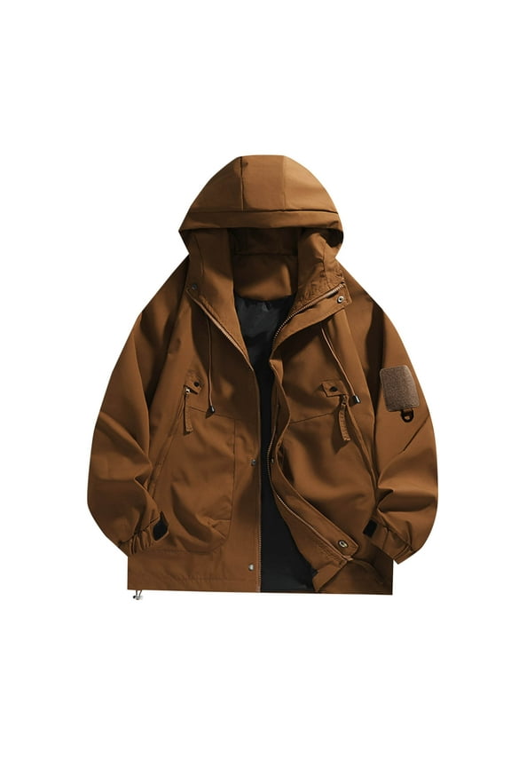 Mens Windbreaker Jackets And Wo Same Style Interchange Jacket Jacket Work Clothes Outdoors Windbreaker Loose Coat Coffee M Windbreaker Jackets for Men
