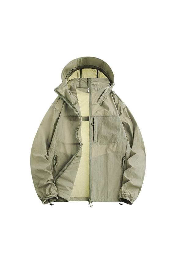 Mens Windbreaker - Lightweight Summer Adventure Clothing Mens Rain Jacket for Running Cycling Hiking with Hood Big and Tall Size XS-3XL Green