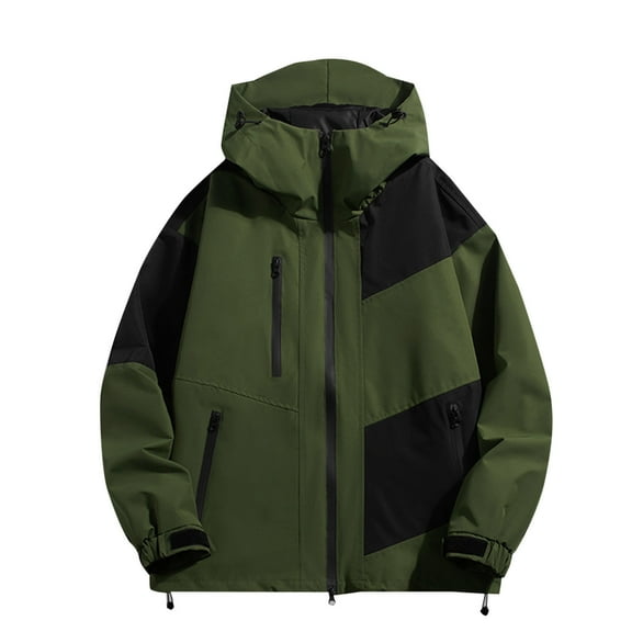 Mens Windbreaker Multi Pocket Jacket Casual Three Proof Fashionable Splicing Outdoor Couple Jacket Army Green L Windbreakers for Men