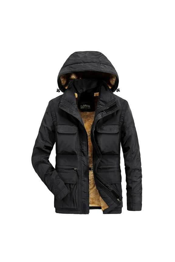 Mens Windbreaker Solid Color Baseball Suit Functional Multi Pocket Coat Three Coat Work Jacket Black M Zip Front Windbreaker Jacket