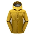 thumbnail image 1 of Mens Windbreaker Solid Color Outdoors Mountaineering Wearproof Warm Zipper Multi-pocket Coat Long Sleeve Jacket Yellow L Zip Front Windbreaker Jacket, 1 of 2