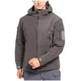 thumbnail image 1 of Mens Windbreaker Zip Front Windbreaker Jacket Man Solid-Color Plush Multi-Pocket Zipper Outdoor Sports Charging Warm Long Sleeve Hooded Outwear Jacket Gray XL, 1 of 7
