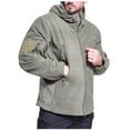 thumbnail image 1 of Mens Windbreaker Zip Front Windbreaker Jacket Man Solid-Color Plush Multi-Pocket Zipper Outdoor Sports Charging Warm Long Sleeve Hooded Outwear Jacket Army Green XL, 1 of 7