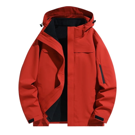 Mens Windbreaker Zip Front Windbreaker Jacket Outdoor Three In One Hiking Jacket Windproof Jacket Warm And Thick Long Sleeved Hooded Casual Jacket/jacket Red S