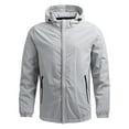 thumbnail image 1 of Mens Windbreaker Zip Front Windbreaker Jacket Thin Windbreaker Slim Fitting Zipper Pocket Long Sleeved Hooded Sun Protection Suit Outdoor Sprinter Jacket Coat Gray XL, 1 of 7