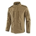 thumbnail image 1 of Mens Windbreaker Zipper Multi Pocket Stand Up Collar Solid Color Jacket Stormtrooper Jacket Zip Front Windbreaker Jacket Khaki XL, 1 of 4
