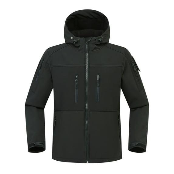 Mens Windbreaker Zipper Multi Pocket Stand Up Collar Solid Color Stormtrooper Black XL Windbreakers for Men