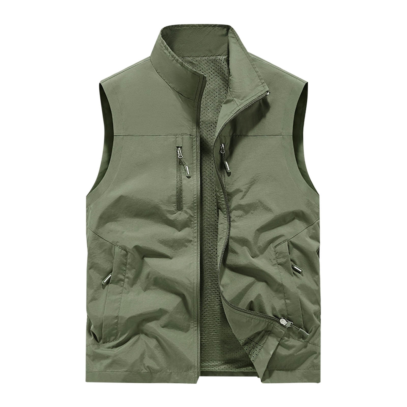 Mens Windproof Lightweight Vest Sleeveless Zip Up Running Hiking Sports Coats Thin Summer Vest