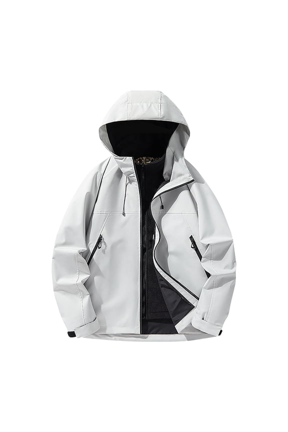 Mens Windproof Rainproof Coat Long Sleeve Jackets Open-Front Full-Zip Blazer Relaxed Fit Wind Resistant Windbreaker Sweater Jacket withMutil Pockets