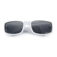 thumbnail image 1 of Mens Winged Skull Emblem Mad Dog Narrow Rectangle Hardcore Manly Sunglasses White - Black, 1 of 8