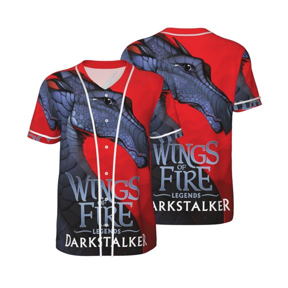 Mens Wings Dragon Fire Baseball Shirt Graphic Tshirt V Neck Jersey Button Down Short Sleeve Tops