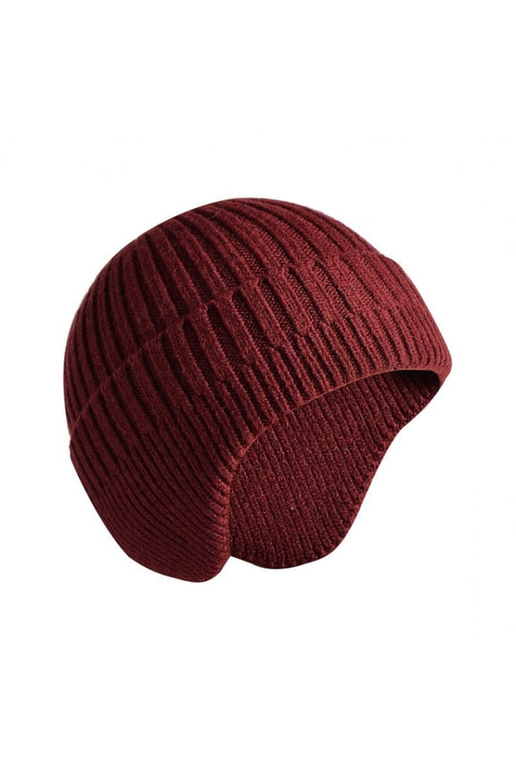 Mens Winter Beanie Hat with Ear Flap Unisex Thick Knit Warm Skull Cap Ears Warmer Outdoor Comfort Hats
